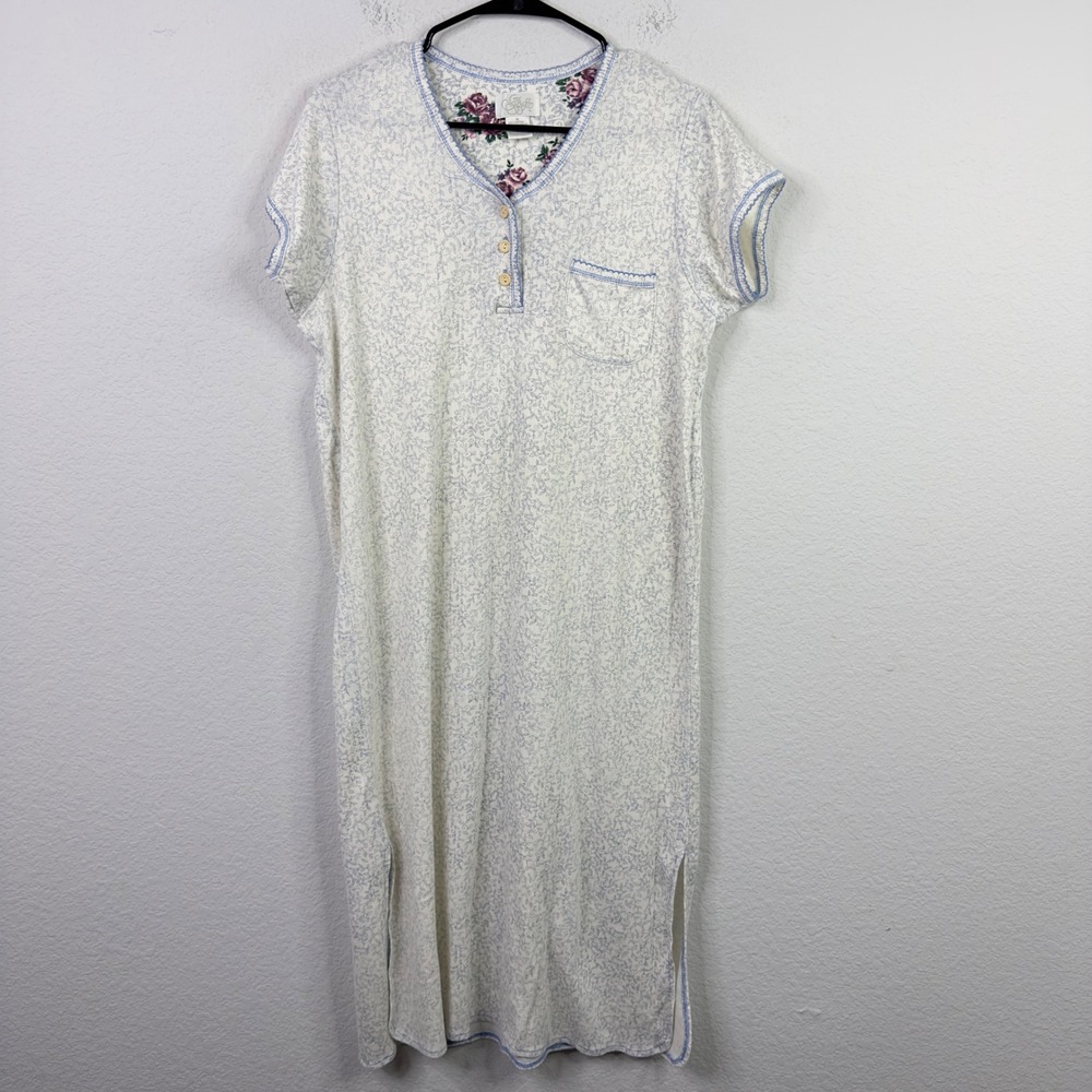 Go Softy Nightgown M Floral‎ Henley Short Sleeve Romantic Cottagecore Coquette
